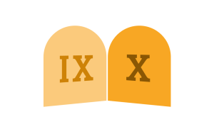 Two stone tables with IX and X carved on them